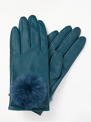 John Lewis & Partners Leather Fleece Lined Gloves at John Lewis & Partners
