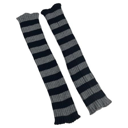 Gray and Black Stripe Legwarmers