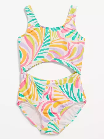 Printed Cutout One-Piece Swimsuit for Girls | Old Navy