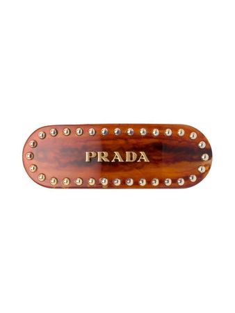 Prada Studded logo-lettering Hair Clip - Farfetch