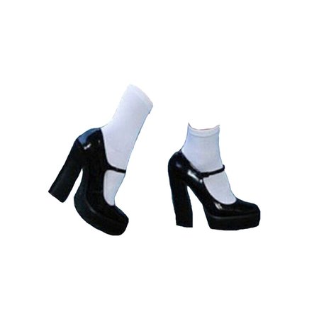 *clipped by @luci-her* Patent Black Mary Jane Heels w/ White Ankle Socks