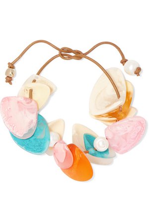 Dinosaur Designs | Pipi leather, resin and faux pearl bracelet | NET-A-PORTER.COM
