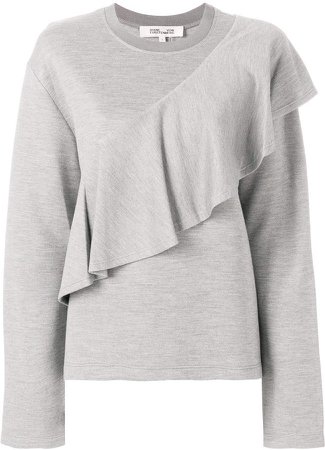 asymmetric ruffle trim sweatshirt