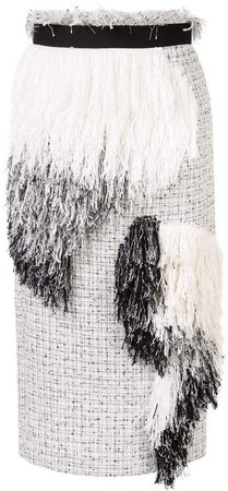 tweed layered fringe skirt