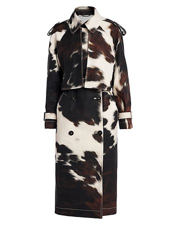 Stella McCartney Leanna Bonded Cow-Print Trench Coat | SaksFifthAvenue