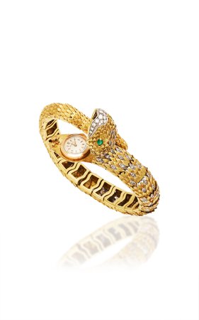 Vintage Movado Gold and Diamond Serpent Bracelet-Watch by Eleuteri | Moda Operandi