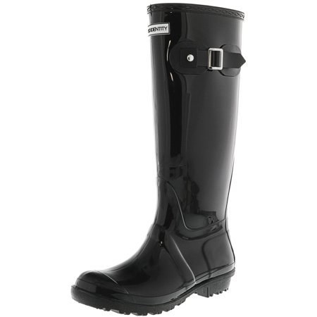 Exotic Identity - Exotic Identity Original Tall Rain Boots, Waterproof, PVC, Nonslip Sole, Garden Boot, Lightweight, Adjustable Calf Buckle - 6M - Gloss Black - Walmart.com