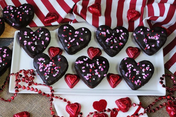 Chocolate Dipped Brownie Hearts - Baked Broiled and Basted