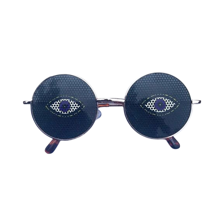 Trippy Eye graphic lennon style round sunglasses