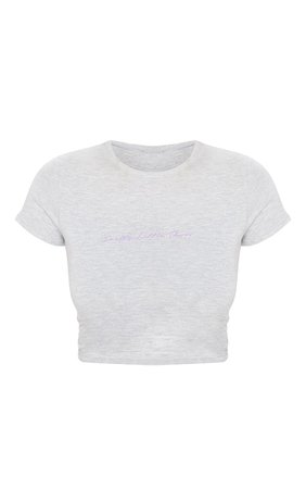 PRETTYLITTLETHING Ash Grey Short Sleeve Crop T Shirt | PrettyLittleThing USA