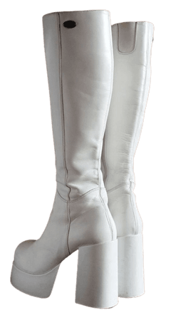 White Knee High Heeled Boots