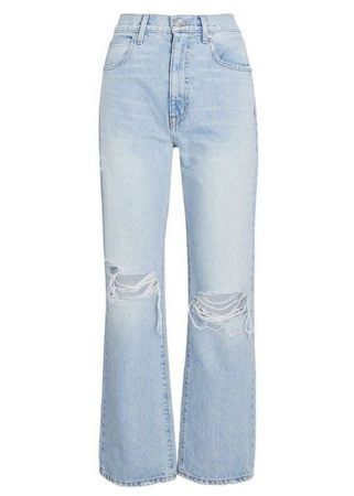 light wash ripped knee blue jeans