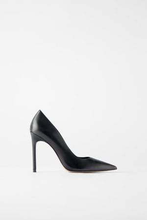 Zara black leather high heel shoes
