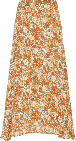 Asiya High-Waisted Floral-Print Midi Skirt