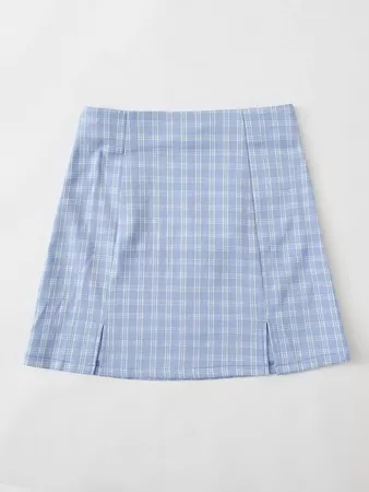Plaid Slit Hem Mini A-line Skirt | SHEIN USA