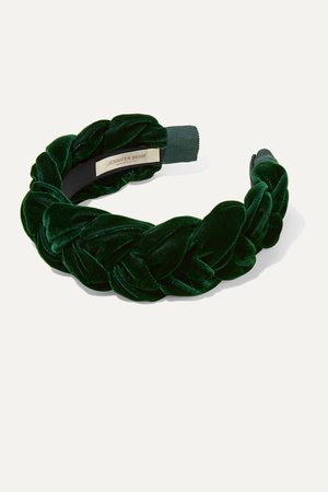 Dark green Lorelei braided velvet headband | Jennifer Behr | NET-A-PORTER