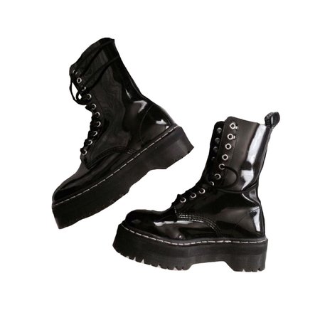 *clipped by @luci-her* Patent Leather Combat Platform Ankle Boots