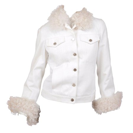 Tom Ford for Gucci White Denim and Lamb Fur Jacket