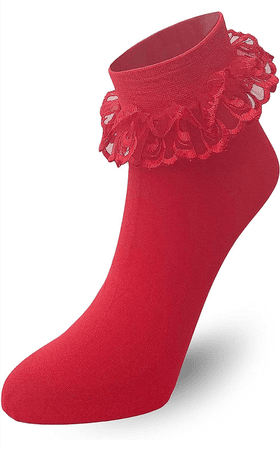 red frill ankle socks