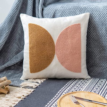 Amazon.com: VANNCIO Modern Boho Throw Pillow Cover, Simple Textured Neutral Accent Pillowcase, Decorative Woven Cushion Sham for Bed Couch Sofa, 18x18 inches, 1 PC(Brown Pink) : Home & Kitchen