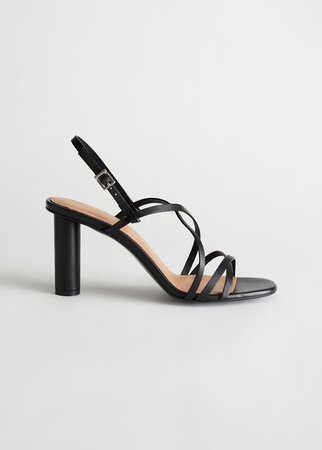 Cylinder Heel Strappy Leather Sandals