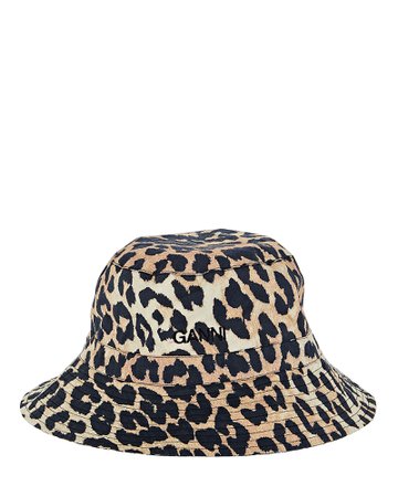 Ganni Leopard Poplin Bucket Hat | INTERMIX®