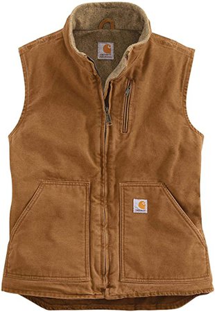 Carhartt Women's Mock Neck Sherpa Lined Vest (Regular and Plus Sizes) at Amazon Women's Coats Shop