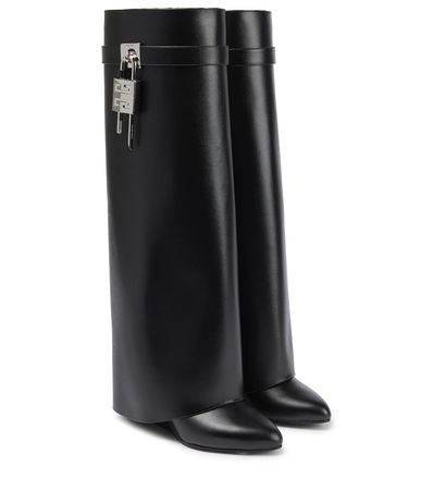 Givenchy - Shark Lock leather knee-high boots | Mytheresa