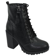 Chunky Heel Combat Ankle Boots