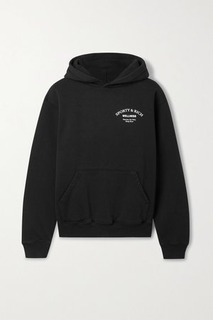 Black Wellness Studio printed cotton-jersey hoodie | Sporty & Rich | NET-A-PORTER