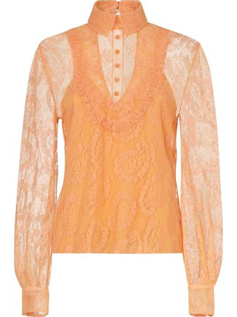 Fendi lace layered blouse orange