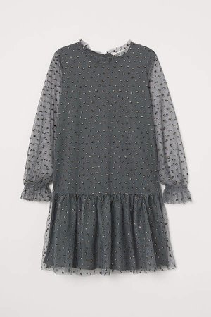 Glittery Tulle Dress - Gray
