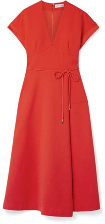 Galerie Cloqué Midi Dress - Tomato red