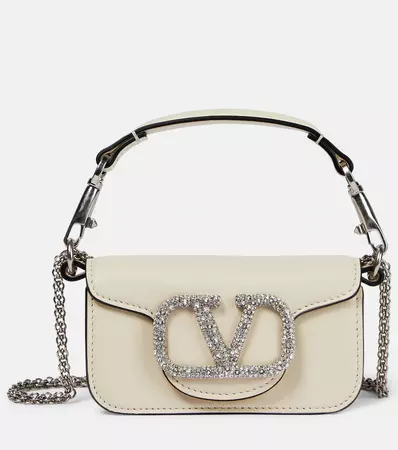 Loco Micro Leather Shoulder Bag in White - Valentino Garavani | Mytheresa
