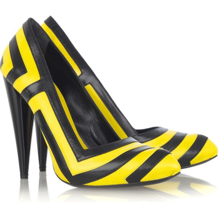 Black and Yellow geometric Heels
