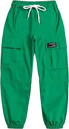 Amazon.com: SANGTREE Women's Cargo Pants Elastic Waist Drawstring Tapered Jogger Pants with Pockets for Women,Green,M: Clothing, Shoes & Jewelry