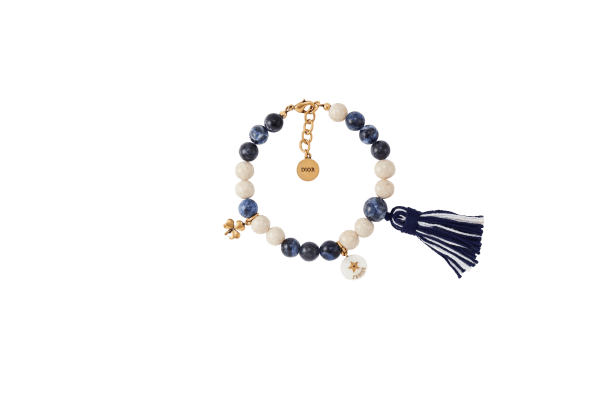DIOR BEACH BRACELET White quartz and blue sodalite bead decoration