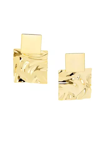 Shop Jordan Road Jewelry San Sebastian Double Square 18K Gold-Plate Hammered Earrings | Saks Fifth Avenue