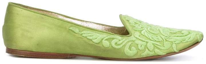 Pre-Owned floral brocade effect ballerina flats