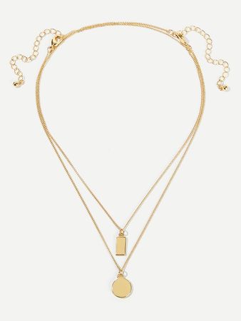Round & Rectangle Pendant Necklace 2pcs | SHEIN