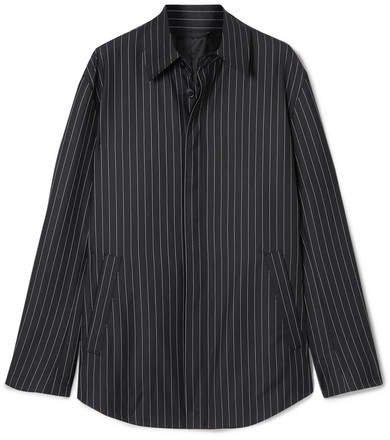 Pinstriped Wool And Cashmere-blend Shirt - Navy