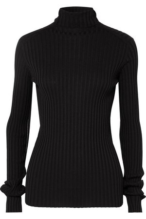 Victoria Beckham | Ribbed stretch cotton-blend turtleneck sweater | NET-A-PORTER.COM
