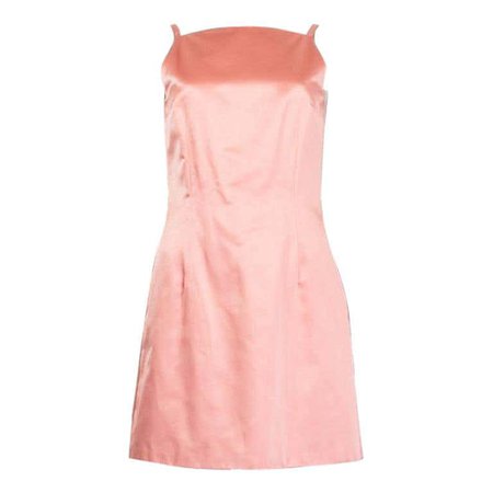 CALVIN KLEIN COLLECTION pink silk 1990s SATIN Sleeveless Dress S For Sale at 1stDibs