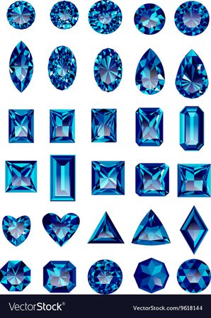 Set of realistic blue amethyst jewels Royalty Free Vector