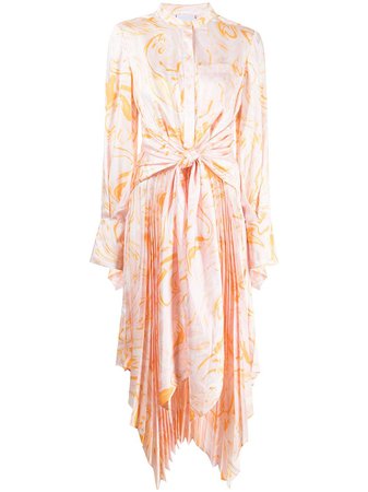 Shop pink & orange Acler marble-print pleat shirt dress with Express Delivery - Farfetch