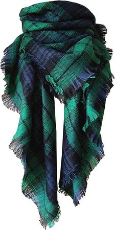 Amazon.com: Women's Stylish Warm Blanket Scarf Gorgeous Wrap Shawl Green Blue : Clothing, Shoes & Jewelry