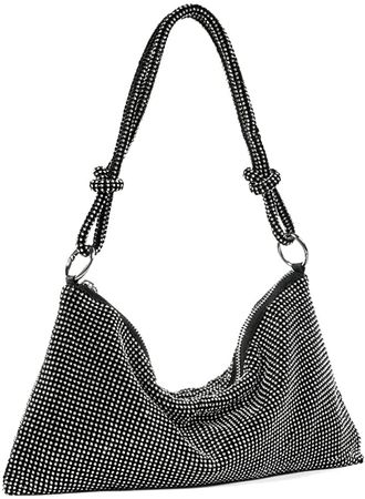 TANOSII Rhinestone Purse Crystal Evening Bag Sparkly Handbag Bling Shoulder Bag Glitter Clutch for Women Black L: Handbags: Amazon.com