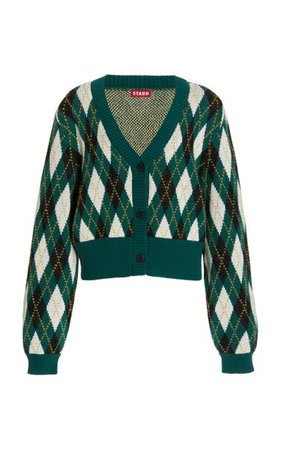 Knave Argyle-Knit Cotton-Blend Cardigan By Staud | Moda Operandi
