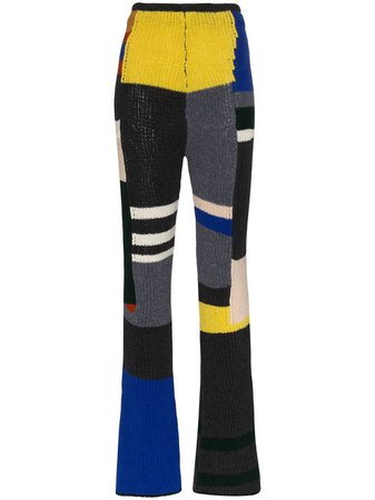 Eckhaus Latta Panelled Knitted Flared Trousers | Farfetch.com