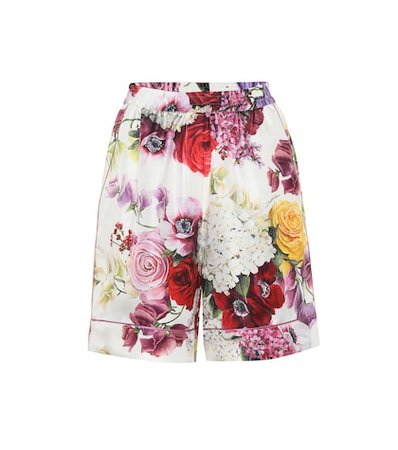 Floral silk shorts